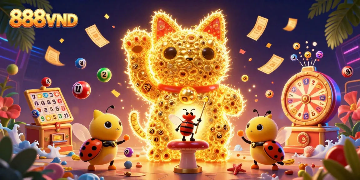 Win big with 888VND at the vibrant casino filled with dynamic lottery elements and lucky symbols.