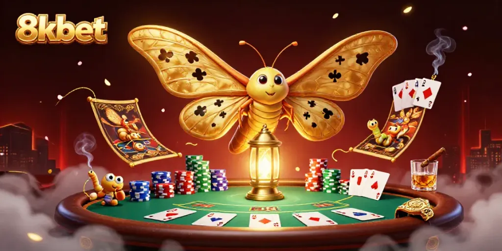 Witness the vibrant 8xbet gameplay experience with a fantasy illustration showcasing engaging casino elements.