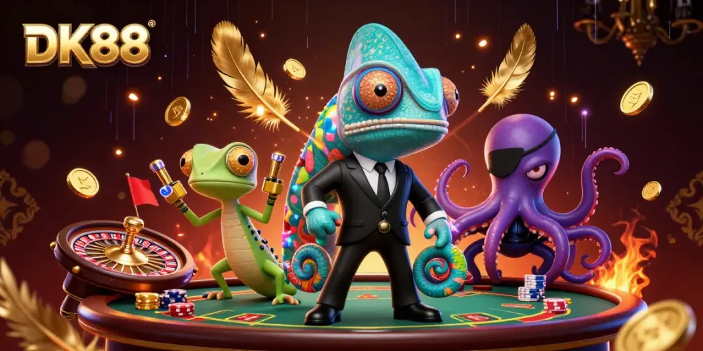 Experience thrilling gameplay at DK88 with vibrant casino scenes and dynamic characters.