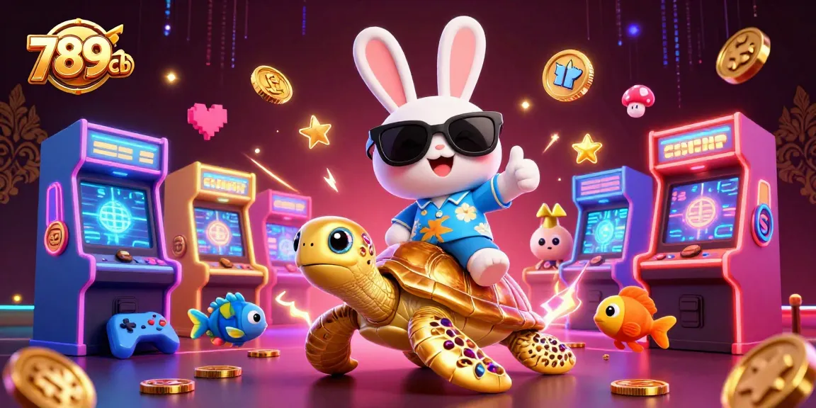 Experience thrilling gaming action with 789club, featuring colorful arcade elements and lucky characters.